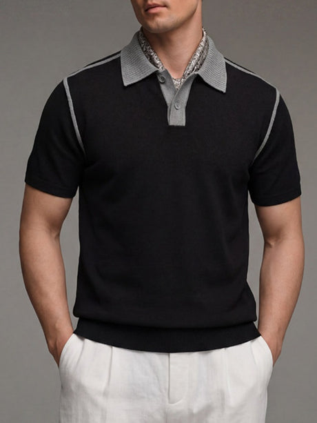 Old Money Style Line Stereo Slim-fit Polo Shirts
