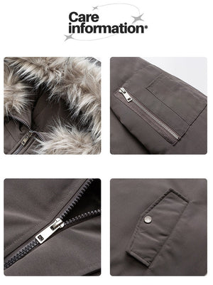 Thickening Keep Warm Fur Collar Black Short Parker Coat