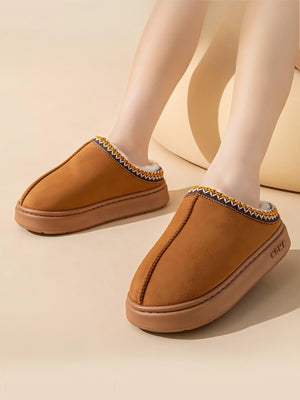 Solid Color Stitching Thick-soled Slippers