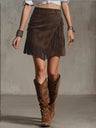 Temperament Grace Commuting Suede Tassel Skirts