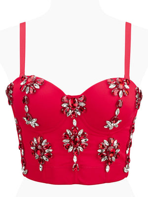 Débardeurs gainants à baleines en forme de diamant ornés de strass