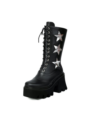 Five-star Punk Platform Mid-calf Boots