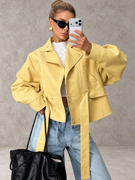 Belted Long-sleeved Coat For Autumn And Winter