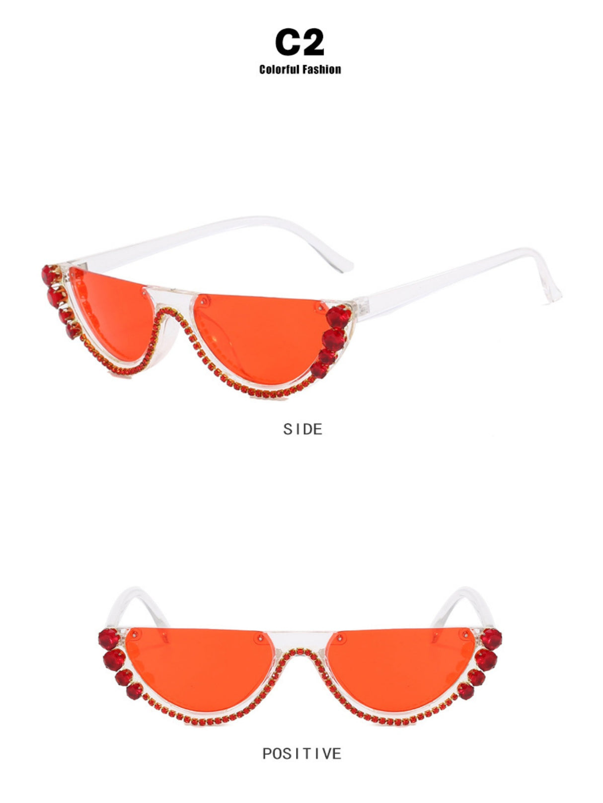 Rhinestone Half-rimmed Sunglasses