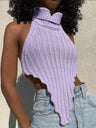 Turtleneck Irregular Hem Knitted Vest