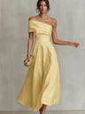 Waist Sloping Shoulders Backless Grace Midi Dresses