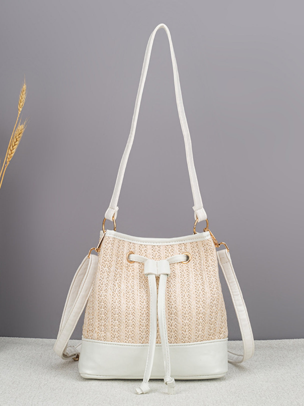 Vacation Straw Patchwork Crossbody Bag