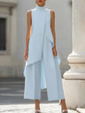 Commuting Temperament Sleeveless Top With Irregular Hem Straight-leg Trousers Set 2-piece Sets