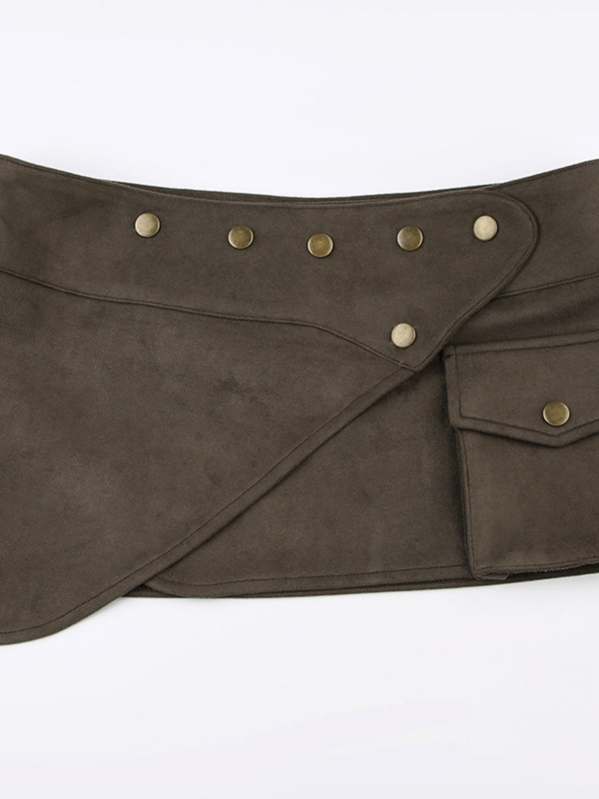 Suede Irregular Rivet Decoration Pocket Low-rise Skirts