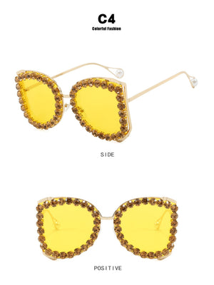 Rhinestone Full-rimmed Irregular Sunglasses