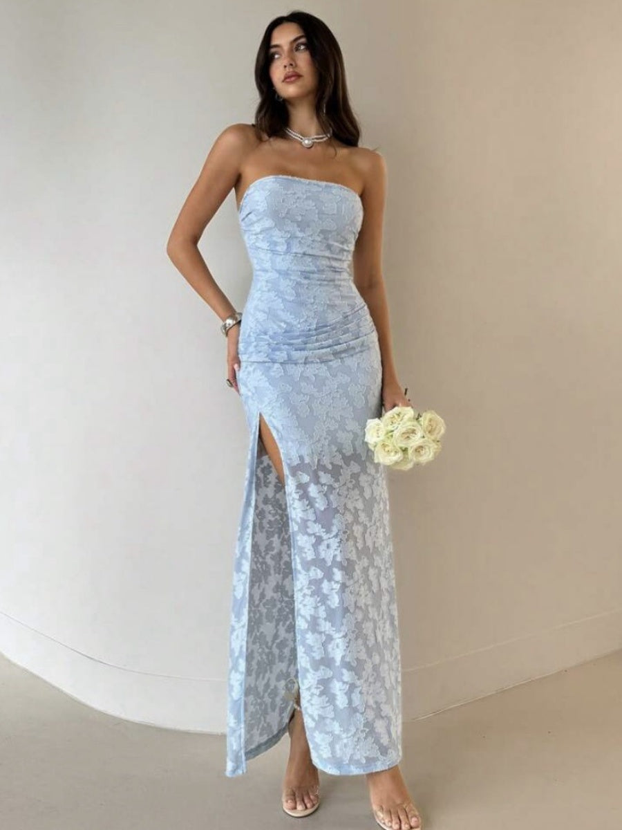 Strapless, Form-fitting, Backless, High-slit Long Dress