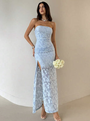 Strapless, Form-fitting, Backless, High-slit Long Dress