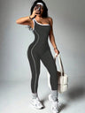 Color-blocked Stripes One Shoulder Exercise And Fitness Yoga Jumpsuits