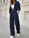 Striped Short Lapel Straight-leg Suit Trousers 2-piece Sets