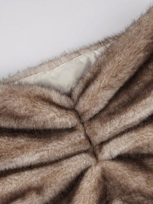 Side Pleats Low-rise Furry Bodycon Skirt