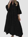 Lace Cutout V-neck Buttons  Flare Sleeve Maxi Dresses