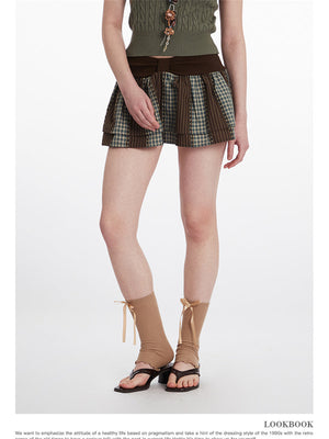 Liber Summer Women's Pleated Stripes/Plaid Skirts