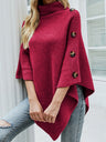 Solid Color Turtleneck Shawl Cloak Sweaters