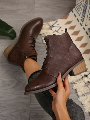 Side Zip Lace-up Retro Martin Boots