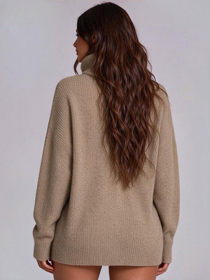 New Autumn/winter Women's High-neck Long-sleeved Knitted Long Sweater Top