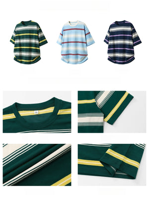 Color-blocked Stripes Loose-fit T-shirts