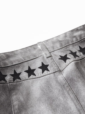 Post-apocalyptic Heavy Industry Distressed Wide-leg Punk Letter Printed Straight-fit Cargo Trousers