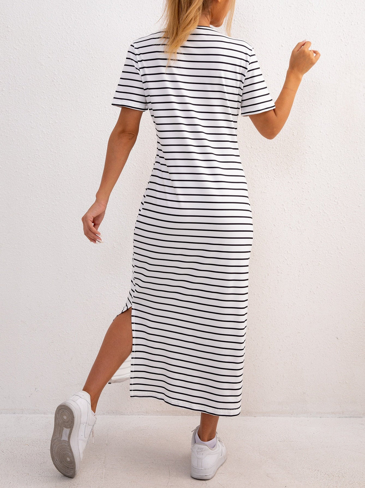 Stripes Slit Maxi Dresses