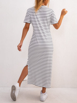 Stripes Slit Maxi Dresses