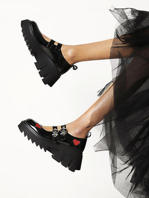 Heart-shaped Platform Mary Jane Shoes