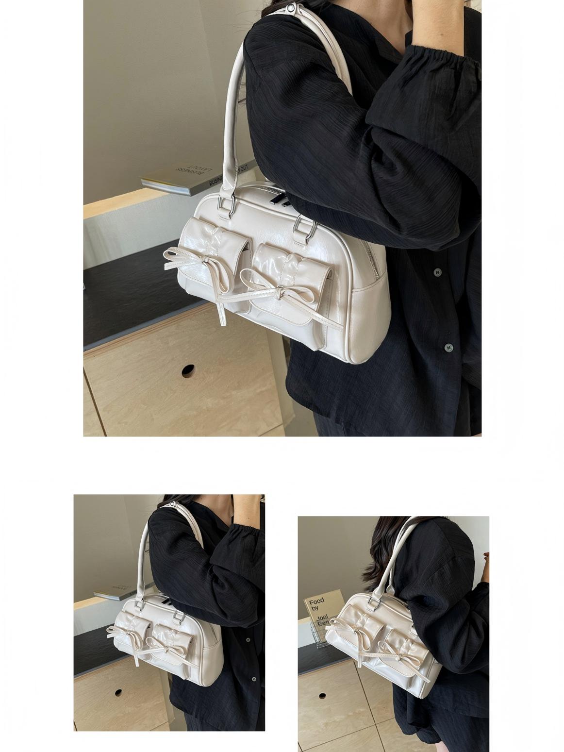 Bow-knot Horizontal Square Zipper Handbag