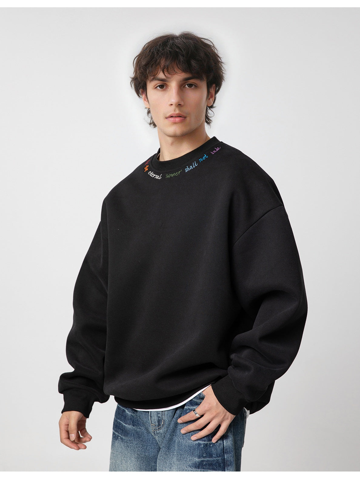 Liber Autumn Men's Embroidered Pattern Letter Sweatshirts