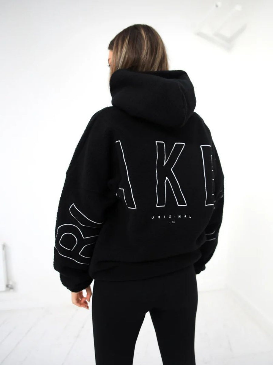 Fleece Letter Embroidery Thick Hooded Sweatshirt