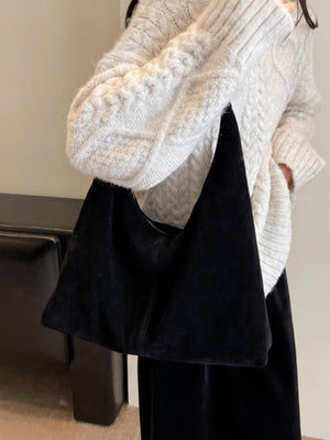 Sac bandoulière en daim polyvalent pour les trajets quotidiens et grande capacité