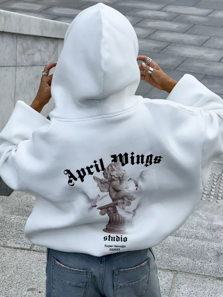 Liber Autumn women's clothing letter zipper Loose Hooded printed cardigan sweatshirt