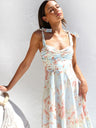 Floral Bandage Waist Midi Dresses