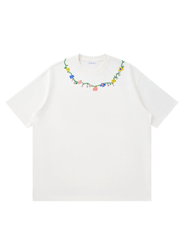 Retro Floral Embroidery T-shirts