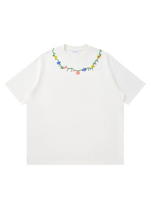Retro Floral Embroidery T-shirts