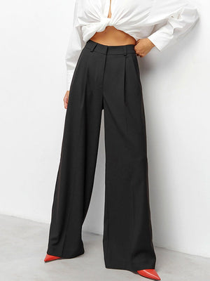 Casual, Slimming, High-waisted, Floor-length Suit Pants