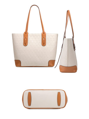 Trendy Embossed Tote Bag 4-Piece Set
