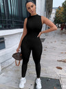 Slim-fit Round Neck Sleeveless Jumpsuit