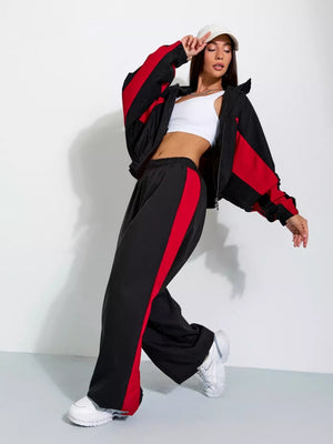 Liber Autumn women's contrast color jacket long sleeve two piece suit