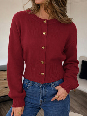Buttons Solid Color Cardigans
