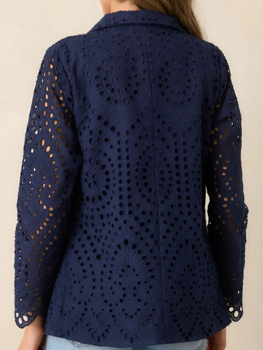 Embroidery Hollow Lapel Business Blazers