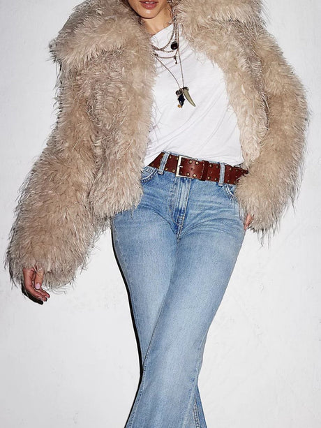 Collared Plush Retro Cardigan Long-sleeved Coat For Autumn And Winter