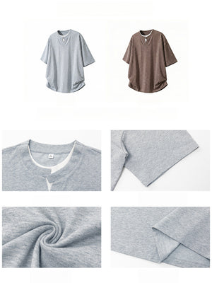 Simplicity Layered-look Loose-fit Asymmetrical T-shirts