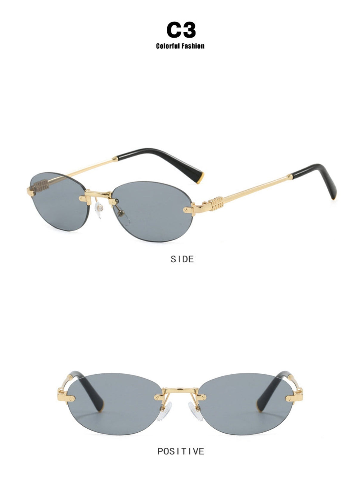 Oval Retro Frameless Sunglasses