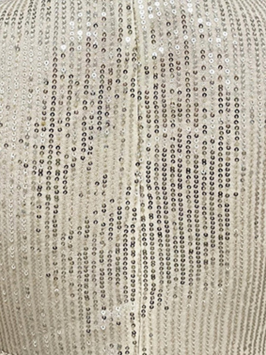 Deep V Long Sleeve Belt Sequins Jumpsuit