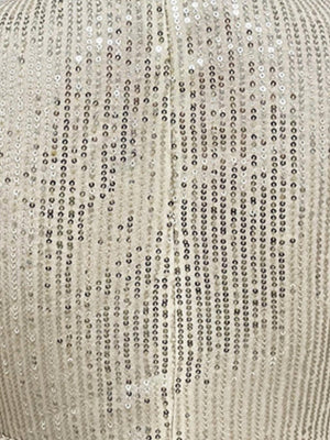 Deep V Long Sleeve Belt Sequins Jumpsuit