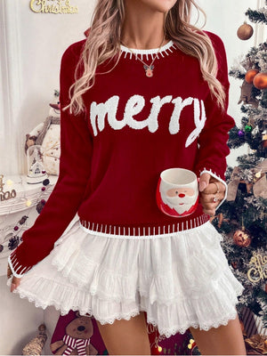 Christmas Letter Crew Neck Sweaters
