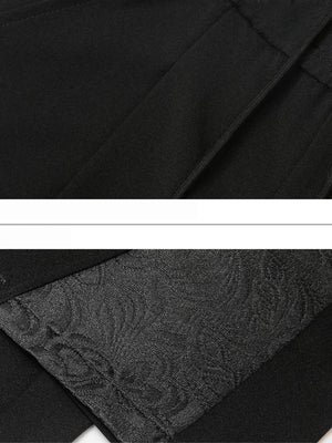 New Chinese Style Dark Pattern Jacquard Patchwork Pants